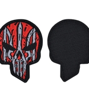 Нашивка на липучці Череп Punisher із Тризубом (червоно-сірий)