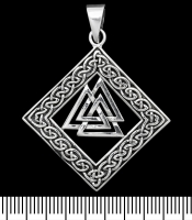 Кулон Валкнути в ромбі з плетеним візерунком (срібло, 925 проба) (sp-183)