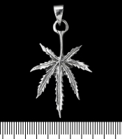 Кулон Cannabis, великий лист (срібло, 925 проба) (sp-197)