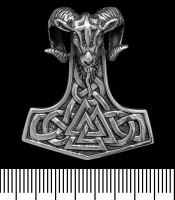 Кулон Молот Тора з головою барана та валкнутом (срібло, 925 проба) (sp-153)