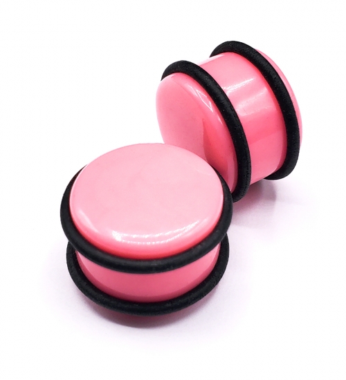 Комплект Плаг акрил с резиновыми бортами (розовый, 18 мм, 2 шт.)