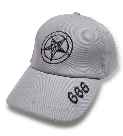 Бейсболка Пентаграма 666 (колір сірий)