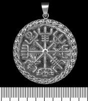 Кулон Vegvisir (Вегвізир, рунічний компас) у плетеному колі (срібло, 925 проба) (sp-168)