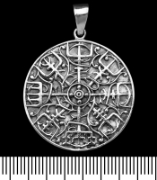 Кулон Vegvisir (рунічний компас) із солярним візерунком (срібло, 925 проба) (sp-173)