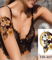 Временная тату Девушка с желтыми розами (HB-469X, 21x15 см)