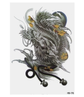 Тимчасова тату Китайський дракон з квітами (HB-178, 21x15 см)