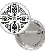 Значок Кельтський хрест із візерунками чорний на білому тлі