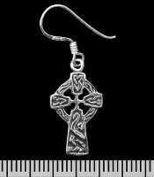 Сережка-гачок Кельтський хрест з візерунками (срібло, 925 проба) (ehs-039)