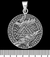 Кулон Валкнут з воронами Одіна у футарку (срібло, 925 проба) (sp-217)