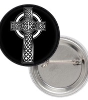 Значок Кельтський хрест білий на чорному тлі
