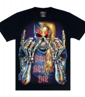 Футболка Скелет с татуировками (Rock Never Die) (3D, светится в темноте)