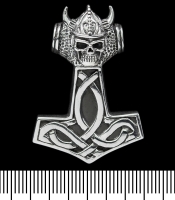 Кулон Молот Тора з черепом вікінга (срібло, 925 проба) (sp-130)