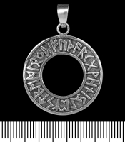 Кулон Футарк, рунічне коло (срібло, 925 проба) (sp-167)