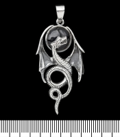 Кулон Крилатий дракон на тлі чорного місяця (срібло, 925 проба) (sp-162)