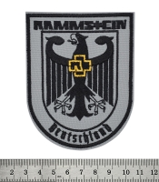 Нашивка Rammstein "Deutschland" (eagle and yellow logo, gray)