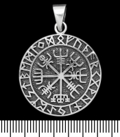 Кулон Vegvisir (рунічний компас) з футарком (срібло, 925 проба) (sp-216)