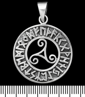Кулон Триксель у диску з рунами (срібло, 925 проба) (sp-186)