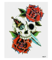 Временная тату Череп, скелет и розы (HB-277, 21x15 см)