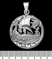 Кулон Драккар з вікінгами (срібло, 925 проба) (sp-204)