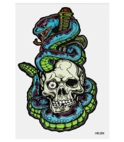 Тимчасова тату Гримуча змія на черепі (HB-204, 21x15 см)