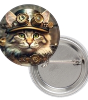 Значок Кіт Стимпанк у циліндрі