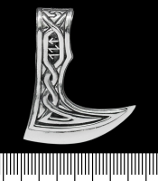 Кулон Сокира Перуна з візерунком та рунами (срібло, 925 проба) (sp-128)