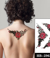 Временная тату Роза (крыло летучей мыши и птицы) 3 шт. (HB-296X, 21x15 см)