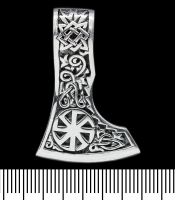 Кулон Сокира Перуна з Коловоротом та Зіркою Сварога (срібло, 925 проба) (sp-129)