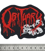 Нашивка Obituary (red logo with skull)