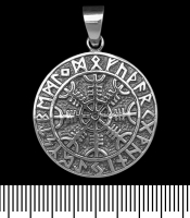 Кулон Aegishjalmur (шолом жаху) у рунічному колі (срібло, 925 проба) (sp-166)