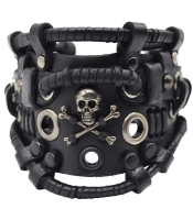 Браслет Стімпанк Danger Skull чорний (bsp-56)