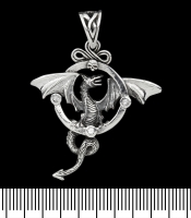 Кулон Крилатий дракон у кільці (срібло, 925 проба) (sp-161)