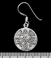 Сережка-гачок Кельтський хрест у колі (срібло, 925 проба) (ehs-037)