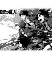 Плакат Attack On Titan (black and white)