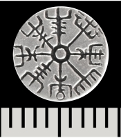 Сережка-гвоздик Вегвізир - рунічний компас (срібло, 925 проба) (st-046)