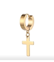 Сережка з хрестом (хір.сталь, золотий) ea-027