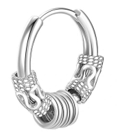 Сережка-кільце хард обманка з кільцями та візерунком (мед.сталь, сталевий) (ea-139)