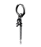 Сережка-кільце хард обманка Чорна мітка та ланцюжок (титан, чорний) (ea-116)