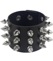 Браслет з трьома рядами фігурних шипів (bpu-001)