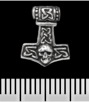 Серьга-гвоздик Молот Тора (череп) (серебро, 925 проба) (st-034)