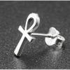 Сережка-гвоздик Анкх "литий" (срібло, 925 проба) (st-041)