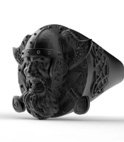 Перстень Вікінг з сокирами (чорний) (aer-027)