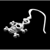 Серьга-крючок Пиратский череп (серебро, 925 проба)