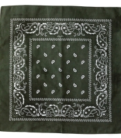 Бандана Огурцы бело-черные на фоне цвета оливы