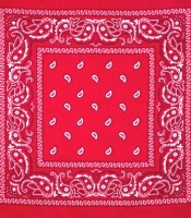 Бандана Огурцы бело-черные на красном фоне