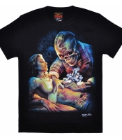 Футболка Скелет татуювальник (світиться в темряві)