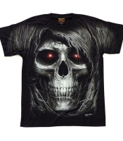 Футболка Череп с волосами и красными глазами (светится в темноте)