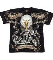 Футболка Орел с мотоциклом (Harley-Davidson) светится в темноте