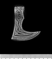 Серебряный кулон Секира Перуна (узор с рунами)  (00000003614)