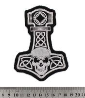 Нашивка Молот Тора с черепом (Thors Hammer with skull)